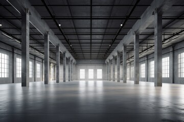 Poster - Inside the super large empty factory