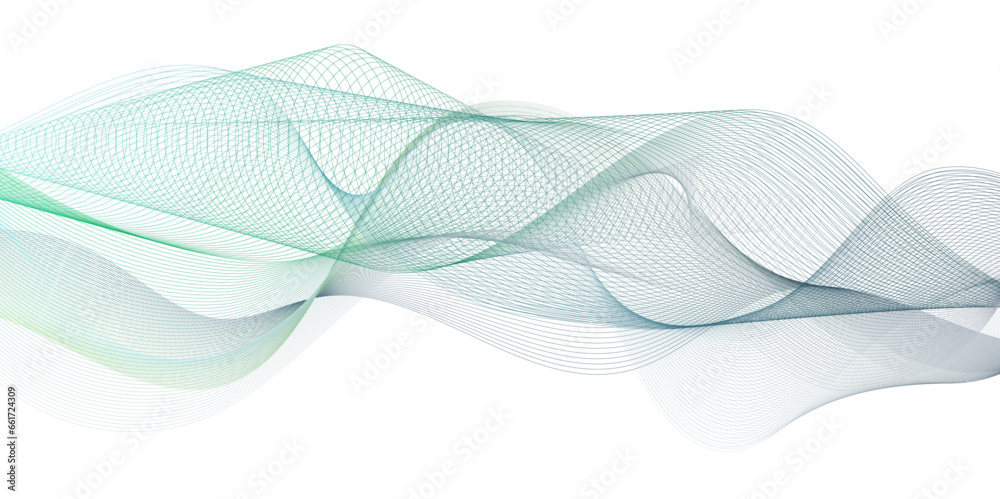 Wave vector element with abstract green lines for website, banner and ...