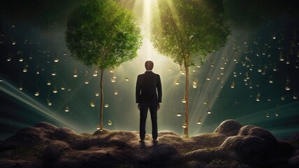 Aufkleber - Visualize a person identifying growth opportunities and developing strategies for business expansion