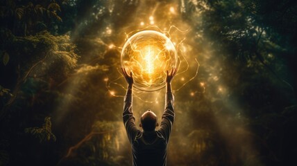 Aufkleber - A person with a lightbulb above their head, highlighting the creative aspect of entrepreneurship