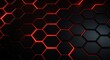 Hexagonal honeycomb shaped glowing red in black tech background modern