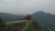 Drone Footage Over A Terrace On Teapot Mountain Trail In New Taipei City, Taiwan