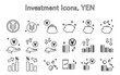 日本円の投資のアイコン、シンプルな線画イラスト