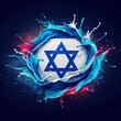 Generative AI illustration image of the flag of Israel with lion and Star Of David