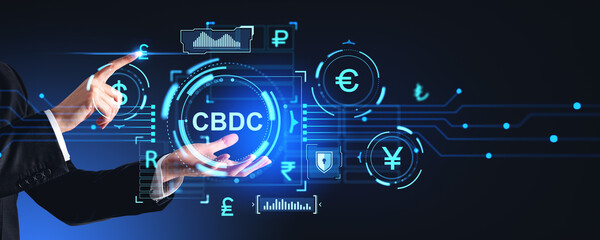 Poster - Man hands using CBDC interface