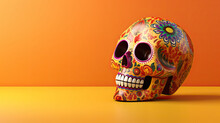 A Single Sugar Skull Or Catrina On A Tan Background Or Wallpaper