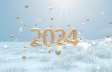 Aufkleber - Winter Christmas and happy new year background with copy space. 3d rendering