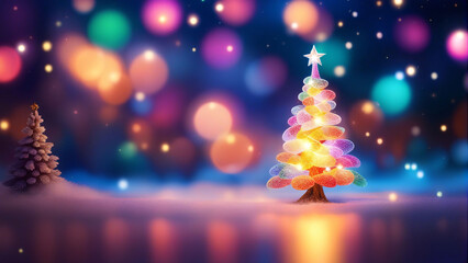 Wall Mural - Christmas tree made with jellies, bokeh background.