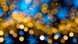 Abstract Blue and Gold Background with Bokeh on a Celebrate