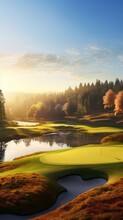 Empty Golf Course In The Autumn Season