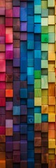 Wall Mural - Colorful spectrum of wooden blocks in a chaotic pattern for use as background