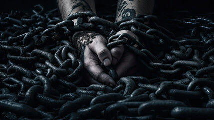 a male broken chains. freedom concept.