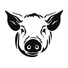 Pig Black Icon On White Background. Pig Silhouette
