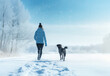 Winter walk with dog