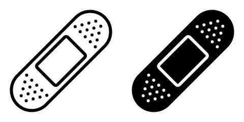 Aufkleber - ofvs480 OutlineFilledVectorSign ofvs - band aid vector icon . adhesive plaster sign . medical elastic patch . isolated transparent . black outline and filled version . AI 10 / EPS 10 / PNG . g11823