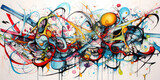Fototapeta Nowy Jork - Crazy Colorful Abstract Graffiti Background Created Using Artificial Intelligence