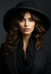 Canvas Print - glamor portrait of a stunningly beautiful woman wearing a hat