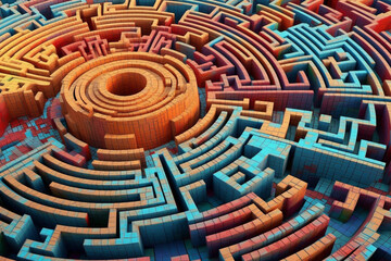 Poster - An image showcasing abstract interpretations of the Minoan labyrinth, with intricate patterns and a mesmerizing color palette.