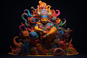 Poster - An abstract representation of Mauryan sculpture, with flowing forms and intricate details.  Generative AI technology.