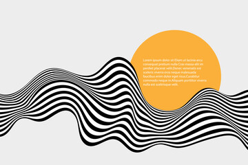 Abstract wave background, black and white wavy stripes or lines design