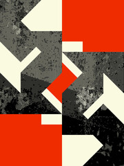 Poster - Abstract colour bitmap composition created using geometric shapes and grunge style texture.