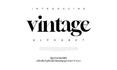 Wall Mural - Vintage premium luxury elegant alphabet letters and numbers. Elegant wedding typography classic serif font decorative vintage retro. Creative vector illustration