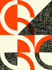 Poster - Abstract colour bitmap composition created using geometric shapes and grunge style texture.