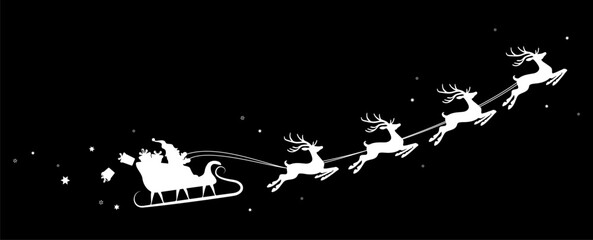 Wall Mural - christmas santa claus with his sled and reindeer