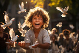 children releasing the dove of peace for world peace