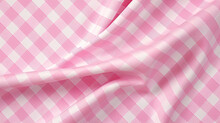 Pink Checkered Background, Fabric Texture 