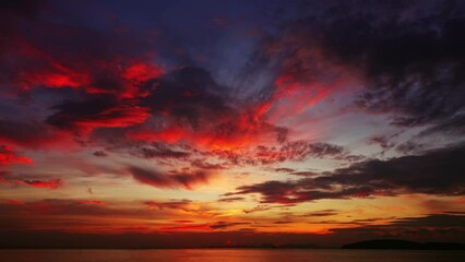 Wall Mural - beautiful landscape with tropical sea sunset on the beach, timelapse, 4k