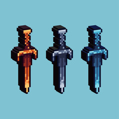 Poster - Isometric Pixel art 3d of gold weapon sword  for items asset. Sword knight weapon on pixelated style.8bits perfect for game asset or design asset element for your game design asset.