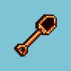 Poster - Isometric Pixel art 3d of gold shovel for items asset. Golden shovel farming on pixelated style.8bits perfect for game asset or design asset element for your game design asset.