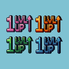 Poster - Isometric Pixel art 3d of lvl up for items asset. Level up on pixelated style.8bits perfect for game asset or design asset element for your game design asset.