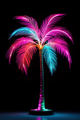 Wall Mural - palm tree neon sign, modern glowing design, colorful design trend. summer and tropics. bright violet and pink branches.