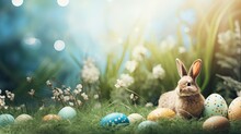Easter Decoration, Colorful Easter Eggs Illustration Background, Ai Generated