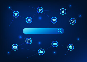 Poster - Search technology Search channels for information along with links to each other. Shows how to find work information through data technology.