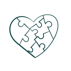 heart Puzzle concept vector sketch simple doodle hand drawn line illustration isolated abstract sign symbol clip art