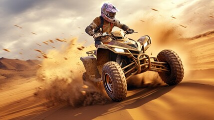 a person riding an atv at the desert