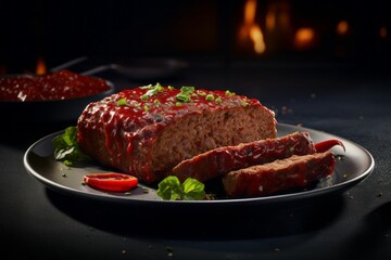 Wall Mural - Delicious Meatloaf. Traditional American cuisine. Popular authentic dishes. Background with selective focus