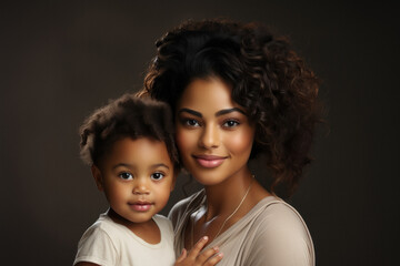 Wall Mural - Mother holds her little daughter girl on white background