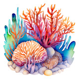 Fototapeta  - Koralowce rafa koralowa ilustracja