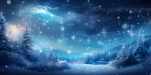 Snowy Anime Wonderland, Whimsical snowflakes dance in an enchanted forest,