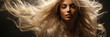 © Margo Alexa - sensual portrait of a blonde with flying hair. banner or poster for a beauty salon