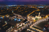 Fototapeta Miasto - Oradea romania tourism aerial a breathtaking aerial view of a historic European city illuminated at night