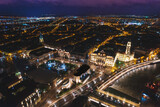 Fototapeta Miasto - Oradea romania tourism aerial a stunning aerial view of a historic European city illuminated at night