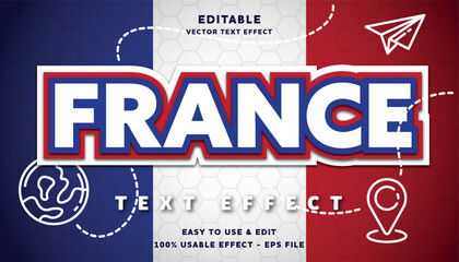 Poster - france editable text effect with modern and simple style