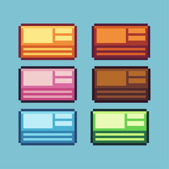 Poster - Pixel art sets of id card with variation color item asset. Simple bits of id card on pixelated style. 8bits perfect for game asset or design asset element for your game design asset.