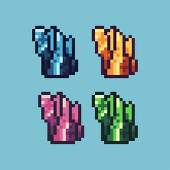 Poster - Pixel art sets of crystal loot with variation color item asset. Simple bits of crystal on pixelated style. 8bits perfect for game asset or design asset element for your game design asset.