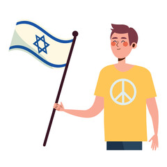 Canvas Print - israel flag with pacifist man waving